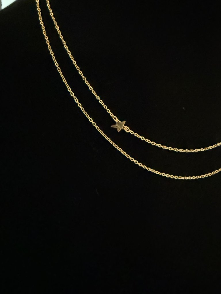 Jennifer Zeuner Gold Plated Double Chain Star Necklace Gold Plated Dainty — image 5 of 8